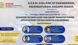 Five Days National Level FDP on Quantum Technologies and Smart Manufacturing Applications for Mechanical Engineering (Online) 2026 venue Poster